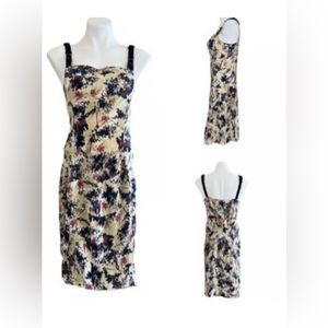 DIANE VON FURSTENBERG Floral Silk Sleeveless Mini Dress Velvet Bow Straps Size 4